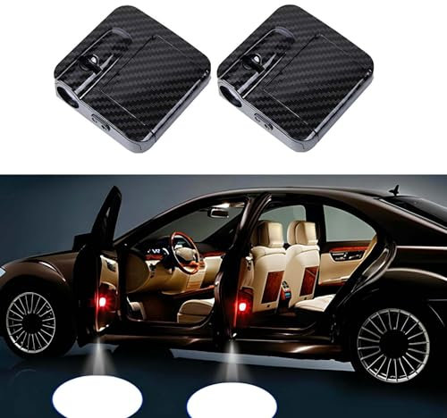 CCZUIML Proyector de luz Personalizado con Logotipo de Puerta de Coche, proyector de Logotipo de luz LED para Puerta de Coche, luz LED de Bienvenida para Puerta de Coche (Fibra de Carbono)