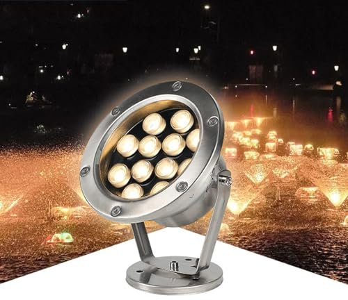 VSHENG Sumergible LED Foco Luces De Piscina IP68 Impermeable Bajo Voltaje DC12/24V Acero Inoxidable Luz De Estanque Subacuático Para Acuario Jardín Piscina Fuente Cascada Iluminación Del Paisaje (Col