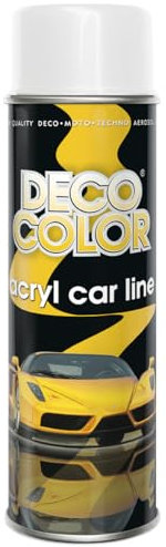 Deco Color 1 Stück ACRYL CAR LINE WEISS GLANZ RAL 9010 in 500ml - Lackspray für z.B. KFZ, Auto, Motorrad, Alufelgen, Stahlfelgen uvm. (1 Dose 500ml Weiss GLANZ)