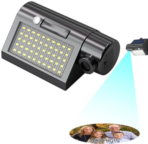 Personalisiert mit Projektion LED Solarlampen - Anpassbare Projektion - IP67 Wasserdicht Aussen Solarleuchte - für Wand Post Pathway Garten, Aussenleuchte, Sicherheitswandleuchte - Led Beamer 350°Dreh