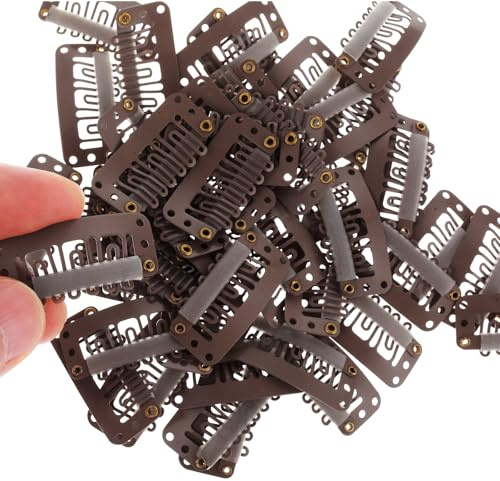 50 Piezas Clip de Peluca Pinzas Pelo Pequeñas Clip de Metal Extensión de Cabello Negro Trenzado 6 Dientes en Forma de U Pinza Pelo Hair Clips Peluca de Silicona de Metal para Pelucas de Mujer