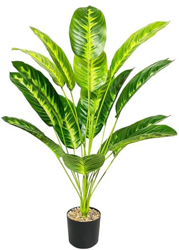 Zelihrdu Grande Plantas Artificiales Decorativas Tropic Árbol Artificial con Maceta, Realista Planta Falsa para Interior Exterior Hogar Oficina Jardín Boda Decoración (80cm Ave del Paraíso Amarilla)