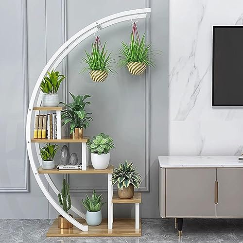 SQMGFA 10 Tier Tall Metal Indoor Plant Stand Half-Moon-Shaped Plant Shelf Holder Flower Pot Shelves Multi-Purpose Plant Display Shelf Decor for Home Garden Balcony Patio,C (C)