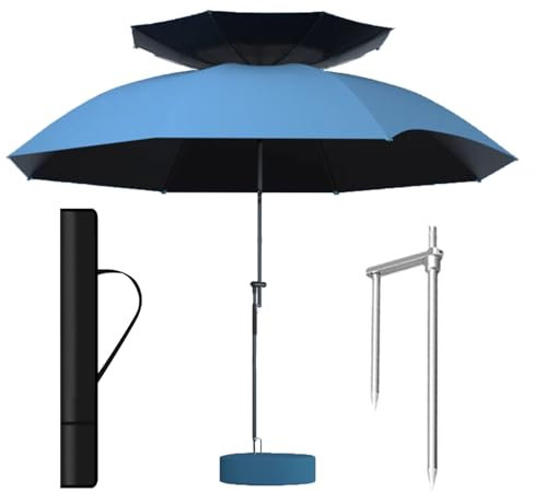 Ombrellone da pesca antivento Ombrellone da Spiaggia Impermeabile parasole da Balcone Inclinabile Protezione UV Portatile(240cm)