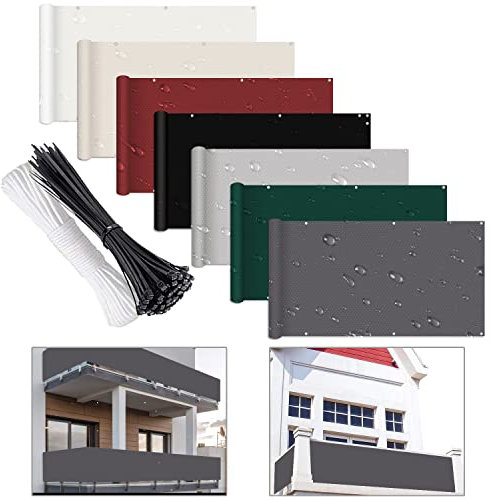 Outdoor Privacy Screens and Panels for Patio 150x850cm Weather Resistant Privacy Screen with Rope and Black Cable Ties Ideal for Garden Yard Backyard and Deck Dark Grey Privacy Fence Panel