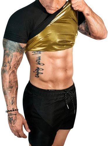 FUXERT Sauna Shirt for Men Sweat Sauna Suit for Gym Exercise Compression Shirt Workout Shapewear