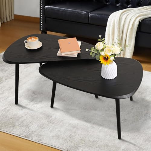 WDSHIYI Lot de 2 tables basses gigognes modernes et minimalistes pour salon, balcon