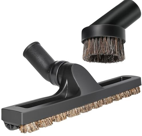 1 1/4 inch Hardwood Floor Brush and 32mm Round Horse Hair Dust Brush with 1.25'' Vac Port, Soft Horse Hair Brush, 360°Swivel Head Fit Most Vacuum Cleaner Brand Hoover, Eureka, Royal,Dirt Devil,Rainbow