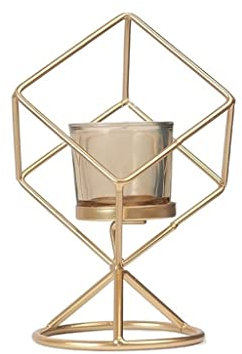 Vintage Candelabra Nordic Wrought Iron Geometric Candle Holder Table Top Decorative Candle Holder for Dinner Living Room Kitchen Dining Room Candle Stand(B)