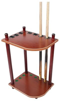 WWERTYY Boden-Pool-Queue-Rack für 7 Queues und Billardzubehör, Eck-Billardtisch-Zubehör aus Holz für Wohnzimmer/Bars, Gummiring-Design