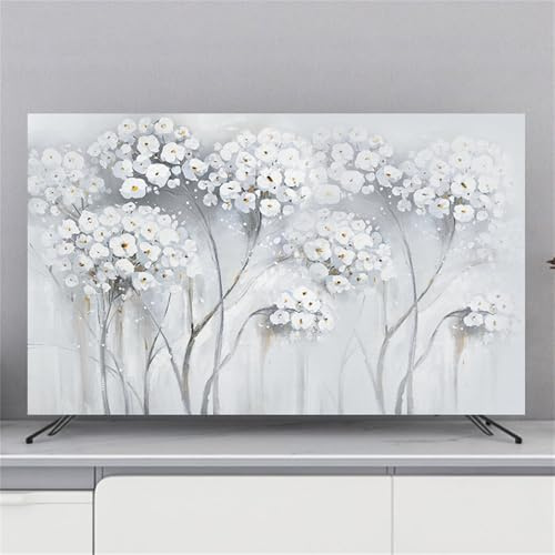 Mateju TV-Staubschutz, 32-85-Zol TV-Abdeckung Waschbar Staubschutzhülle, Hülle Bezug für Fernsehen Schutzhülle mit Botanische Kunst, Hängend/Desktop Universa Weiche TV-Hülle (55 Zoll,Hortensie)