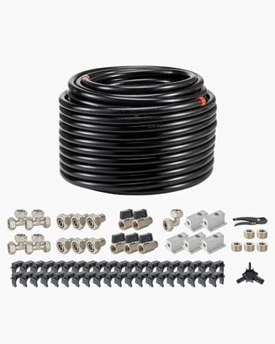 VEVOR Kit de Línea de Compresor de Aire, Sistema de Tuberías de Aire Comprimido de Aluminio HDPE, a Prueba de Fugas y Fácil de Instalar, para Talleres de Garajes, Negro, 200 PSI, Ø 515 x 325 mm