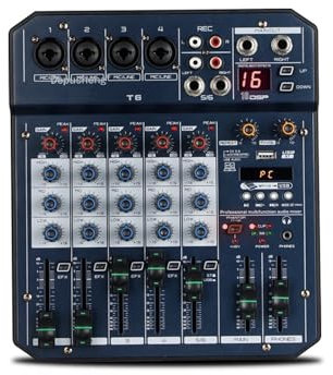 DJ Controllers, Sound Table T6 Au-dio Mixer 6-Channel Sound Card Processor 16DSP Sound Controller Interface for PC Recording Streaming