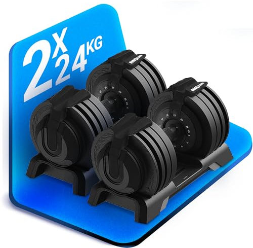 NEOLYMP 3 in 1 Hanteln Set 40kg – Verstellbare Kurzhanteln, Langhantel & Kettlebell – Hantelset mit einstellbaren Gewichten 2-40kg – Langhantel Set, Dumbbells (Kurzhantel 2 x 24kg)