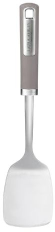 Laura Ashley Stylish Stainless Steel Spatula - Soft Touch Handle, Heat-Resistant & Dishwasher Safe Turner - Ergonomic Spatulas for Cooking, Flipping Pancakes, Burgers, and More - Dark Dove Grey