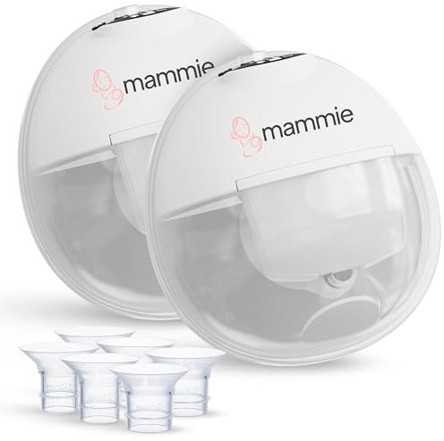 Mammie Handsfree Milchpumpe mit Aufbewahrungsbox - Kabellose Elektrische Milchpumpe für Mütter - Mit 4 Saugstufen - Timerfunktion - Auslaufschutz - BPA-frei - Einfach zu reinigen