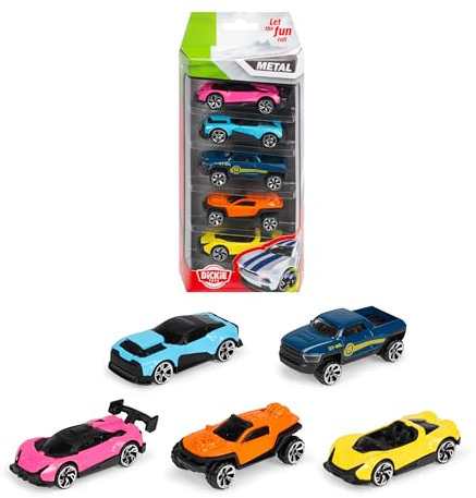 Dickie Toys - Toy Car Set of 5 Cars (7 cm each) - 5 Small Metal Model Cars with Freewheel, Car Toys for Children from 3 Years (Random Selection from 2 Different Sets)