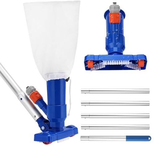Ertisa Aspirateur Piscine,180cm Perche Aspirateurs à Main for Les piscines, Kit d'entretien pour Piscine Aspirateur de Piscine Portable avec Brosse et Sac Filet pour Piscine, étang, Feuilles et Sable