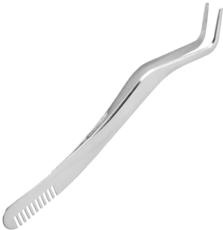 Edelstahl Wimpernpinzette mit Kamm, Gebogene Gezahnte Spitze | Silber, Integriertes Design, Präzise Anwendung bei Partys und Bühnenauftritten