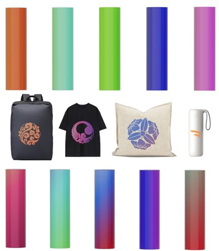 Creatorally Infusible Transfer Paper Sheets, 4.5x12 in 10 Sheet Bundle Pre-Printed Dyed Sublimation Papers, Heat Press Film for DIY T- Shirts Mug (Color Gradient)