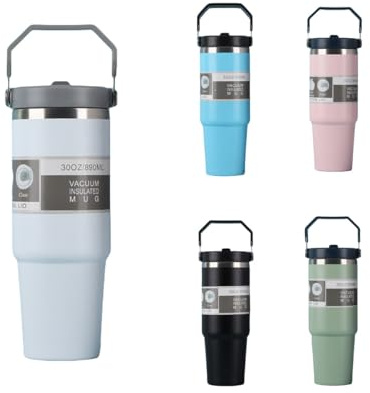 IceFlow Tumbler with Flip Straw - 30 oz - Twist Lid and Flip Straw - Leak Resistant Water Bottle - Insulated Stainless Steel - BPA Free (White)
