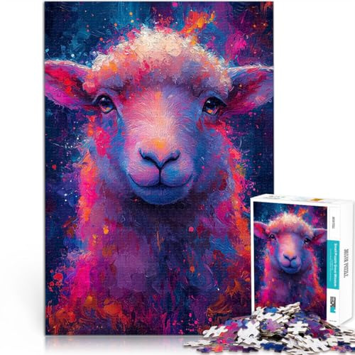 1000-teilige Puzzles für Erwachsene Präzisionsschnitt Buntes Schaf-Pop-Art-Porträt Künstlersammlung, Bildende Kunst38x26cm