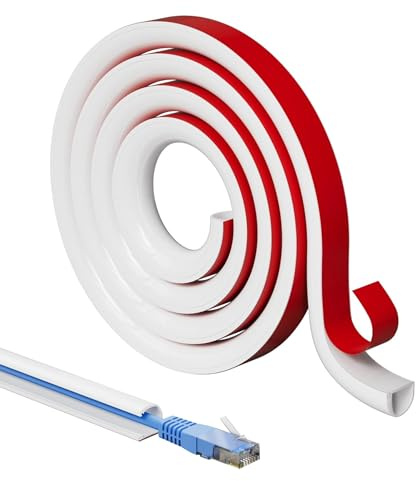 YUZHEDM 2 Meter Kabelkanal Weiß Selbstklebend, Kabel Verstecken, Kabelabdeckung Wand, Flexibler Schneidbares Klein Halbrund für Cable Hider Aussenbereich Wetterfest, Weiß 15mm×10mm (2M)