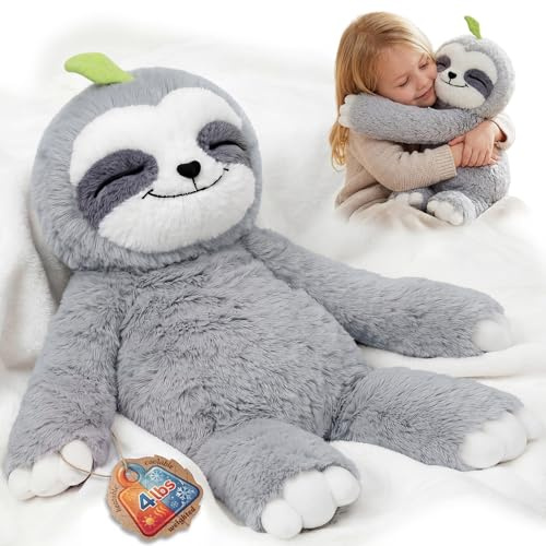 Mewaii Weighted Teddy Sloth Gifts, Heat & Cool, 1.5kg (3.5lb), 52cm | Cuddly Soft Pillow Shape, Microwaveable Inner Pad, Natural Ceramic Bead Filling, Cozy Gifts For Kids & Adults