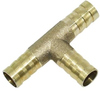 Raccord cannelé en laiton en forme de T for tuyau 3 voies 8 mm 10 mm, adaptateur de connecteur de couplage cannelé en cuivre, 2 pièces(10mm tee)