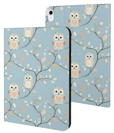 Kompatibel mit iPad A16 Hülle 11 Zoll 2025, schlanke süße Eule Herz Druck Tablet Cover Kompatibel mit iPad 10. Generation Hülle 10,9 Zoll 2022 mit Ständer Auto Wake/Sleep