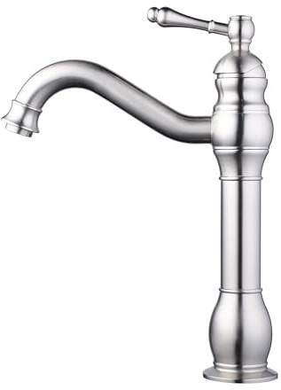 YIGUANXIN Badezimmer Waschbecken Mischer Hahn, reiner Kupfer Griff Einzel Loch Retro Badezimmer Hahn (Brushed)