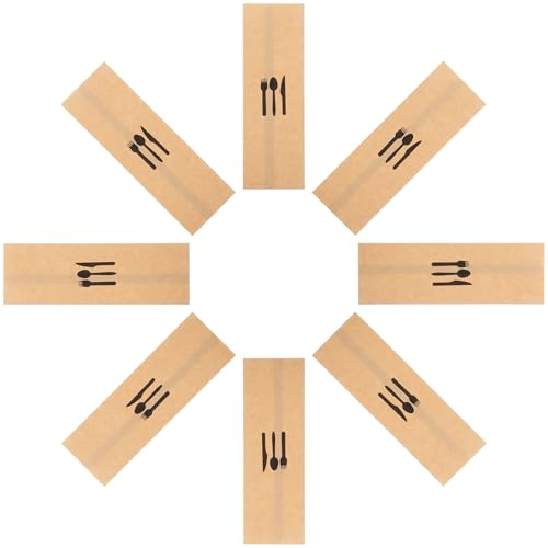 Healifty Porta Cubiertos de Papel Kraft 100 Unidades Funda para Cubiertos para Fiestas y Banquetes Bolsa para Resistente y Ligera Adecuado para Bodas y Eventos