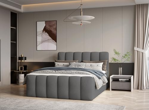 Imebel Sofina Bett – modernes Polsterbett mit gepolstertem Kopfteil, Elegantes Doppelbett für Schlafzimmer