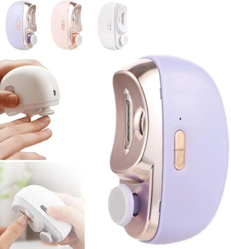 Nail Clippers with Polishing, 2026 New 3 in 1 Automatic ElectricTwo Speed Adjustment for Toes, Safe and Comfortable Nail Clipper, Nail Clippers with Light for Kids and Adults (Purple)