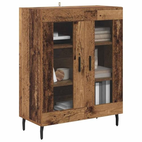Tomostar Anrichte für Küche, Sideboard, niedrig, Aufbewahrungsschrank, Wohnzimmer, Holz, Antikholz, 69,5 x 34 x 90 cm