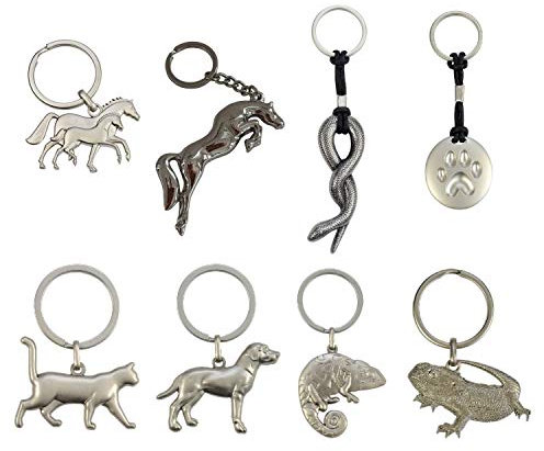 NETPROSHOP 3D Schlüsselanhänger mit Tiermotiven aus Massivem Metallguss Silber, Auswahl:Stute mit Fohlen