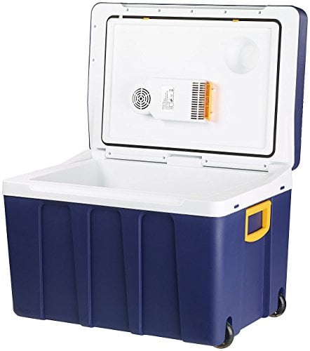 Xcase Elektrische Kühlbox: Thermoelektrische XXL-Trolley-Kühl- & Wärmebox, 12/24 & 230V, 50 Liter (Mini Kühlschrank, Camping Kühlschrank, Wärme Kühlboxen)