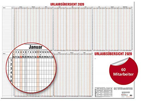 GÜSS-Urlaubsübersicht 60 Mitarbeiter - im Versandrohr