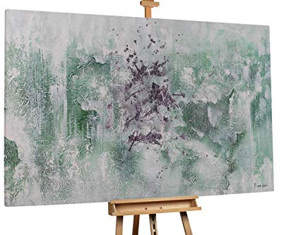 KunstLoft® XXL Gemälde 'Meeresschaum' 180x120cm | original handgemalte Bilder | Abstrakt Muster Grün Weiß | Leinwand-Bild Ölgemälde einteilig groß | Modernes Kunst Ölbild
