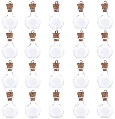 Coolty 20 Stück Mini Glasflaschen Wünschen, Mini Leere Glas Korken Flaschen für Geburtstagsgeschenk, Festival Geschenk, DIY Kunst Handwerk (Clear)