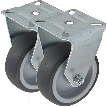 2 Stk Bockrollen als Apparaterollen Rad aus Gummi grau 100 mm Befestigung Loch Platte als Bockrollen Transportrolle (100 mm)
