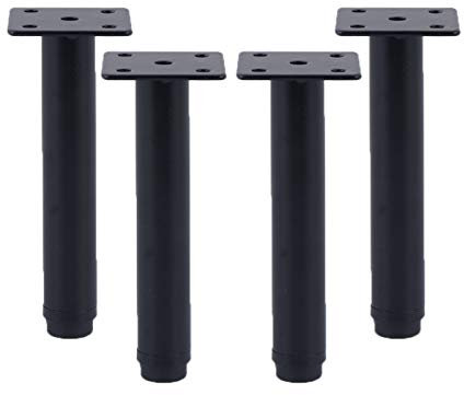 4 Stück Möbelfüße Verstellbare Möbelbeine Schwarz Metallfuß Geeignet Für Bett Sofa Tisch Füße Couchtisch Nachttisch Teetisch Beine Ersatzkabinettfüße Schrankbeine,mit Schrauben(19cm)