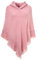 Ferand Chic Poncho Cape à Capuche en Crochet Chaud pour l' Automne Hiver Femme - Taille unique - Rose