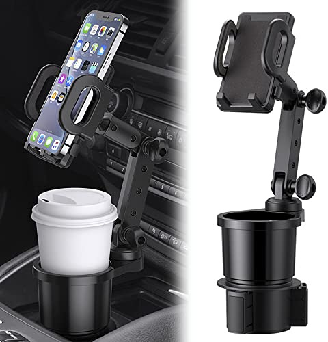 Reswish Auto-Becherhalter, Handyhalterung, universeller Auto-Handy-Ständer mit Getränke-Erweiterung, 2-in-1, multifunktionaler Auto-Becherhalter, Expander mit 360° drehbarer Handyhalterung