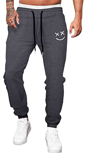 Meilicloth Jogginghose Herren Baumwolle Trainingshose Männer Sporthose Herren Lang Joggers Jogging-Hose Herren Sweathose Hosen Fitness Trackpants Gym Outdoor Herren Grau L