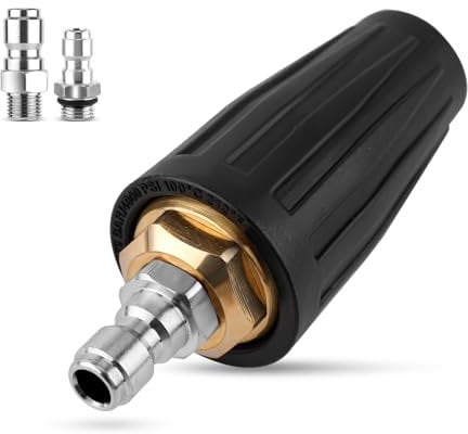 Ugello Turbo Idropulitrice con Connettori Rapidi in Acciaio Inossidabile da 1/4'' 3/8'' 4000PSI Max.5000PSI 4.0GPM Ugello Turbo Rotante per la Pulizia Mattoni Cemento Giardino