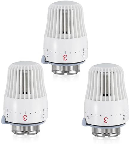 Cabezal Termostático, 3pcs Válvula de Radiador M30 x 1.5, Termostato de Radiador, Cabezal de Repuesto para Termostato de Calefacción, Válvula Termostato Controlador de Calefacción para Oficina Hogar