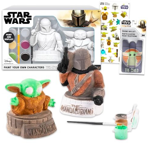 Star Wars Malen Sie Ihre eigenen Figuren: Bündel mit DIY-Malset mit Mandalorianer- und Baby-Yoda-Plus-Aufklebern, mehr | Baby-Yoda-Malset für Kinder