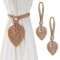FOGARI 2 Stück Vorhang Raffhalter,Boho Vorhang Halter Blätter Baumwolle Gardinenhalter,Gardine Holdbacks Beige Baumwollseil Tiebacks Vorhang Clips Feder Gardinenklammern für Vorhänge Gardinen Deko