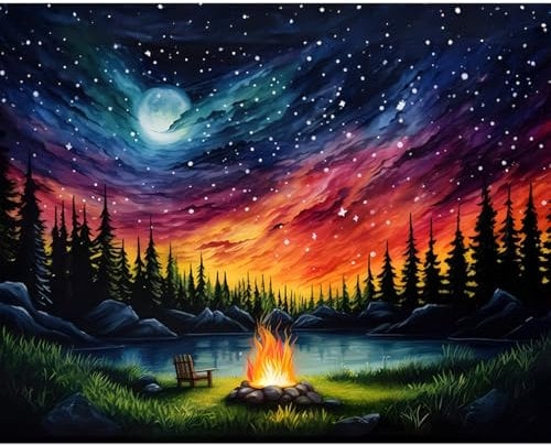 Viart Starry Sky Paint by Numbers for Adults-Forest Painting by Numbers for Adults,Landscape Paint by Number Kits for Home Wall Decor 16x20inch